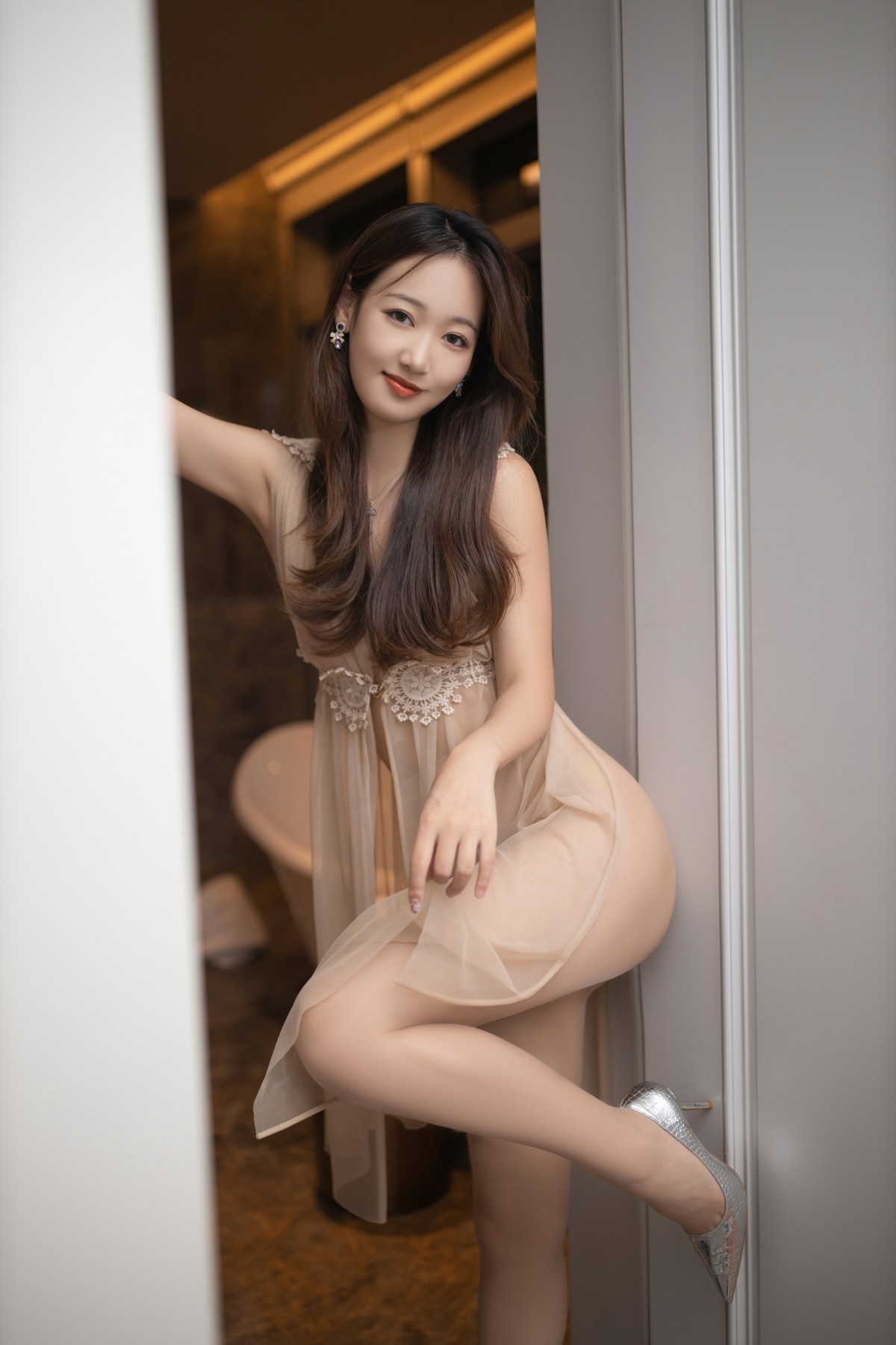 唐安琪 - 黄色薄纱轻透连衣长裙内购套图 [82P-902MB]-第4张图片-宅男套图吧